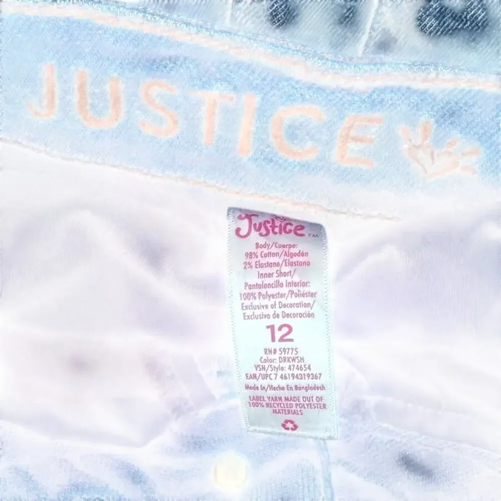 ⁠Justice Girls Distressed Denim High-Rise Skort Size 12